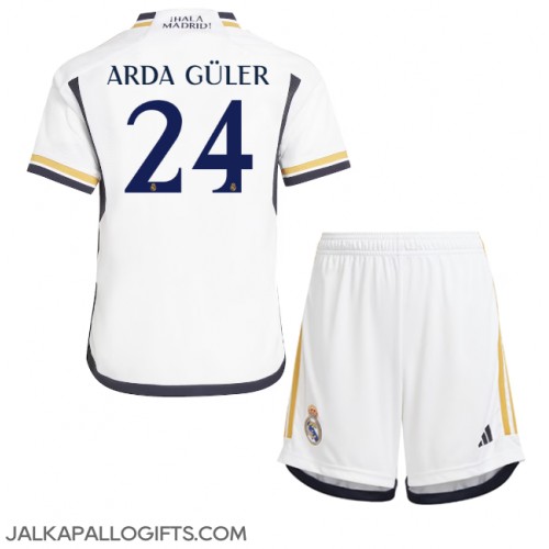 Real Madrid Arda Guler #24 Koti Peliasu Lasten 2023-24 Lyhythihainen (+ Lyhyet housut)